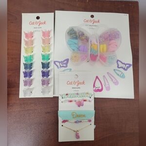 Cat & Jack Butterfly Hair Clips and Accessories Set Nwt
